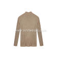 Women's Knitted All Ribbed Stretchable Mock-Neck Pullover